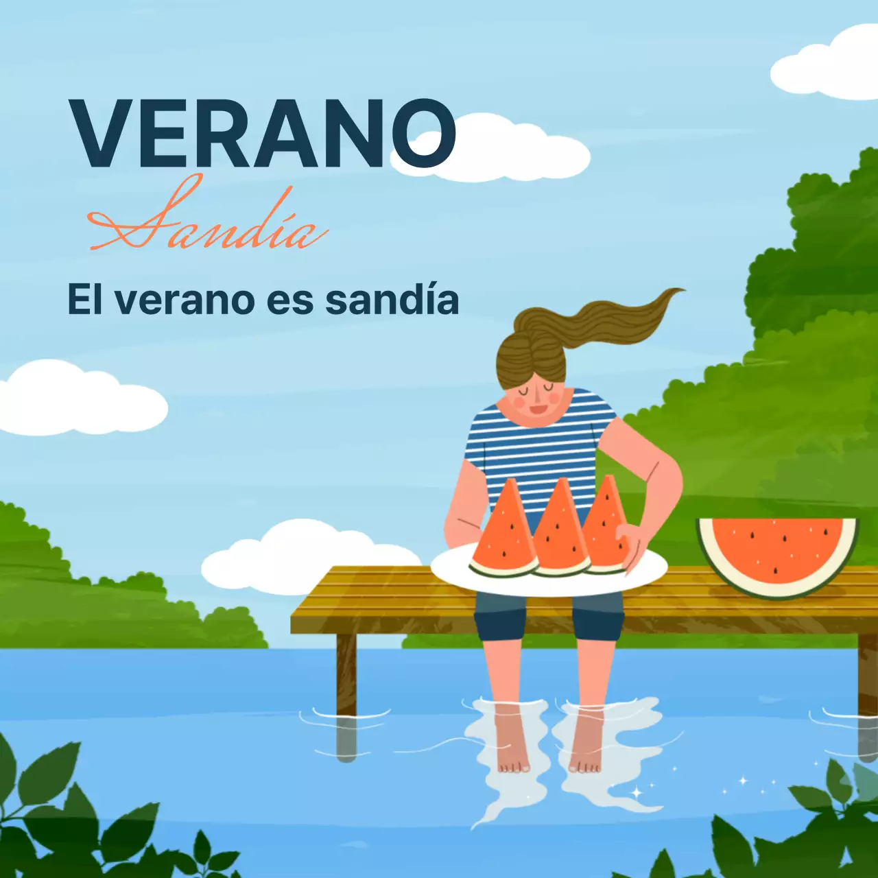 Promover la sandía con un azul claro, sensación de frescor veraniego