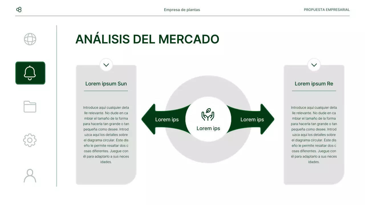 Propuesta de negocio de negocios en blanco y verde concepto de hoja natural