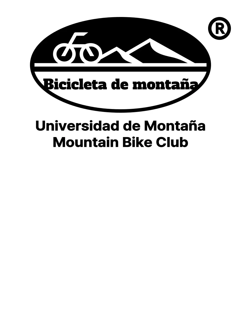 Concepto de club de ciclismo de montaña con simples montañas negras y bicicletas ilustración