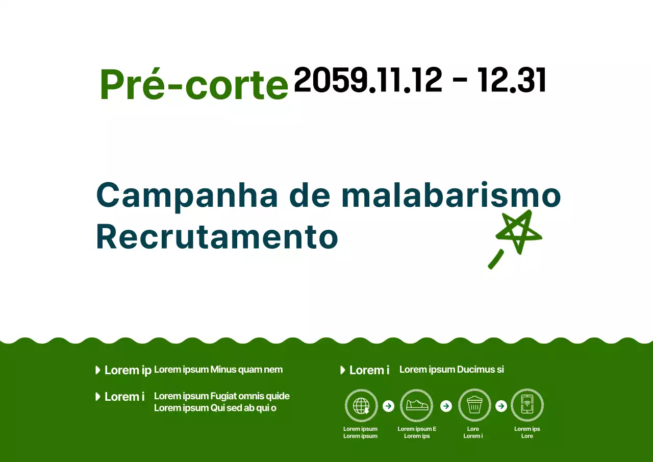 Uma campanha simples e gira em estilo de ilustração em azul-marinho e verde.