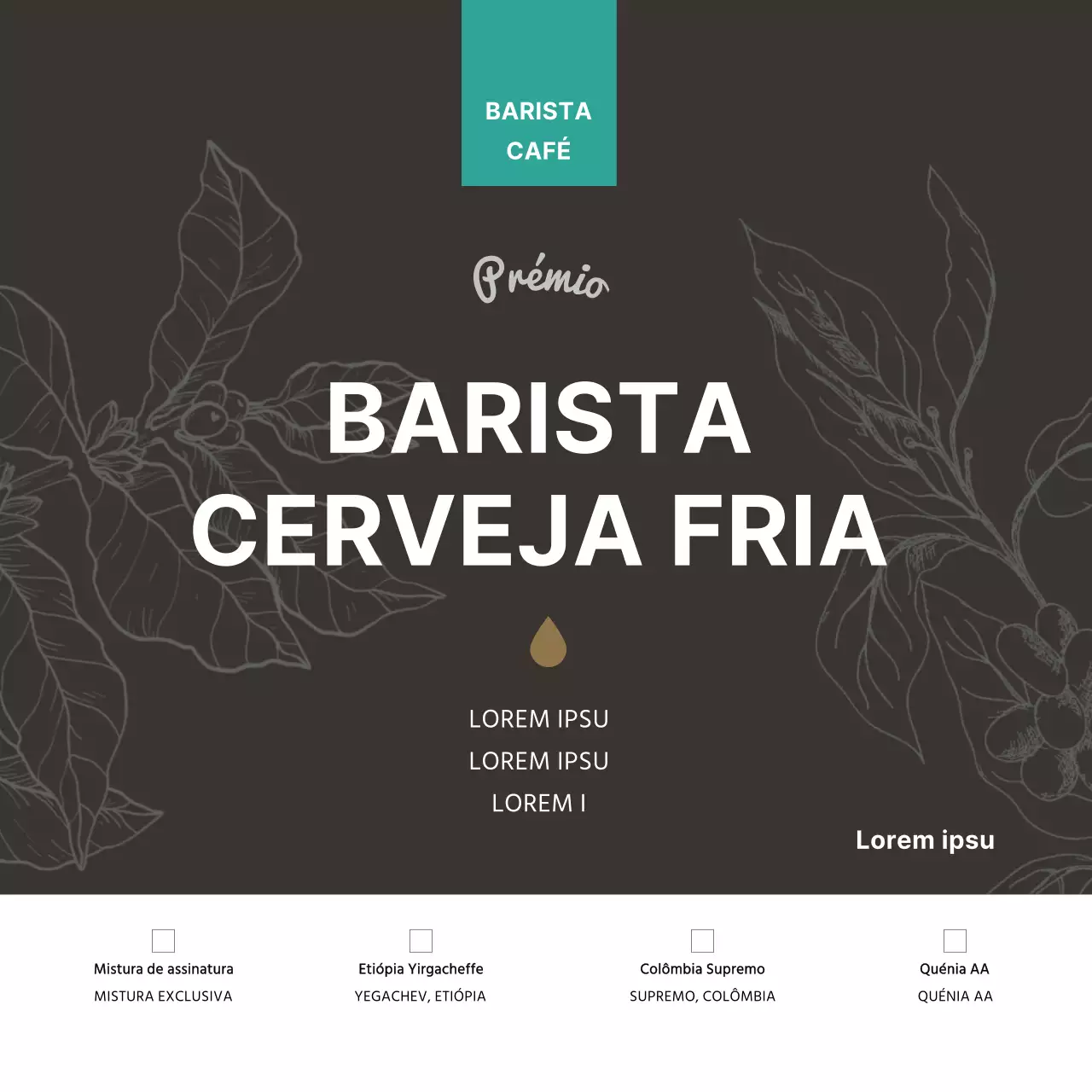 Feijão castanho Ilustração Café Cartão postal do produto