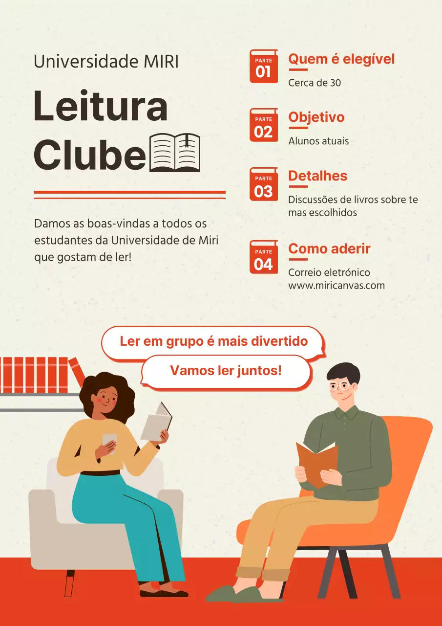 Recrutar um clube de leitura universitário laranja