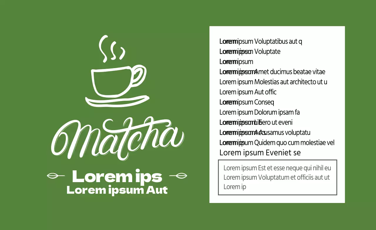Etiqueta ilustrada verde lima de matcha latte en polvo
