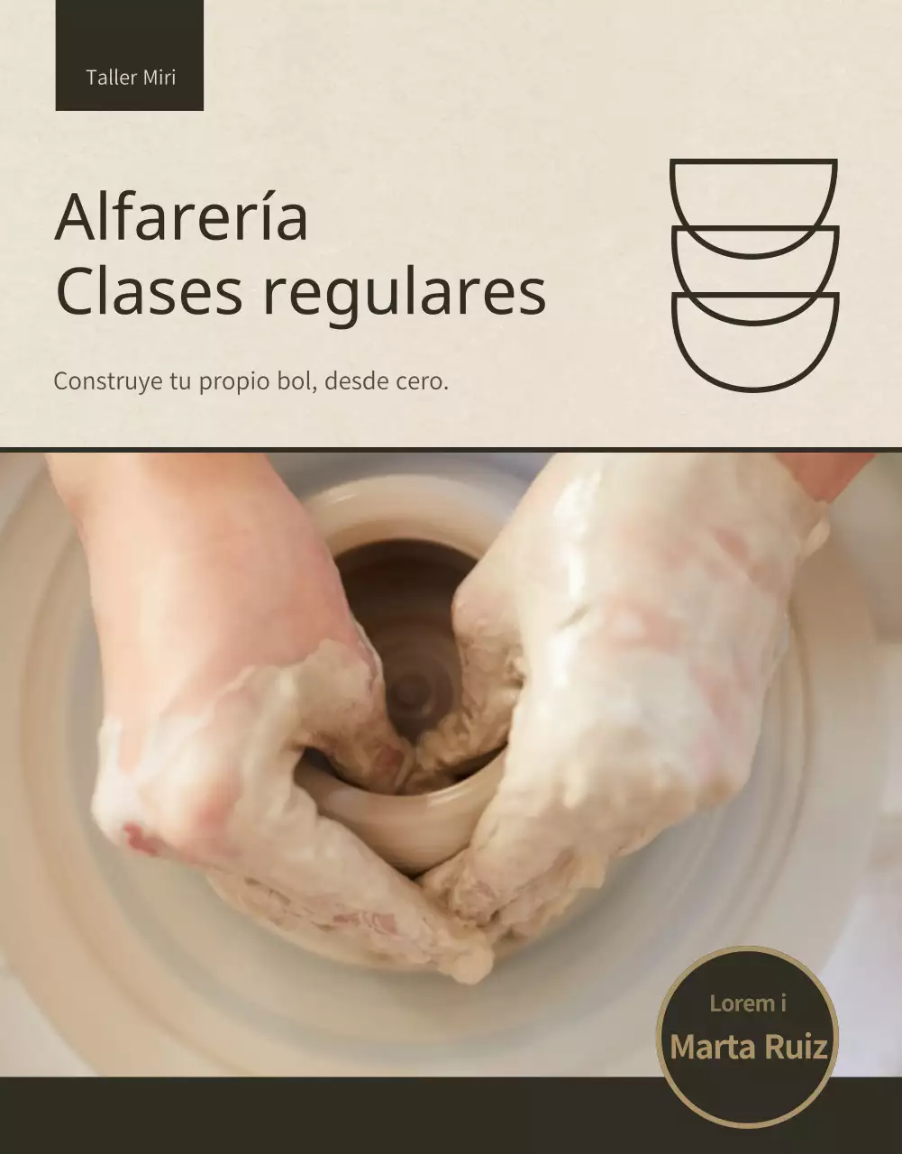 Clase de cerámica de un día con muchos marcos de fotos beige