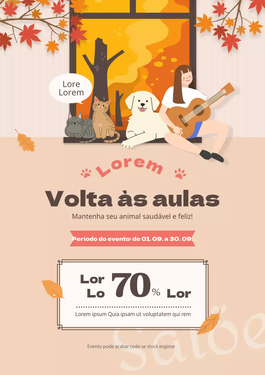 Venda outonal de animais de estimação bege