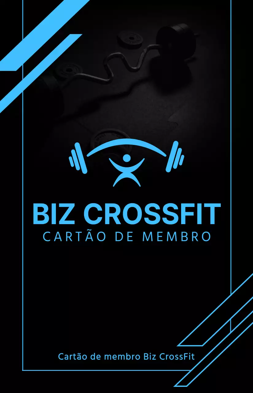 Estilo de disposição de texto simples e limpo em preto e azul Cartão de membro CrossFit