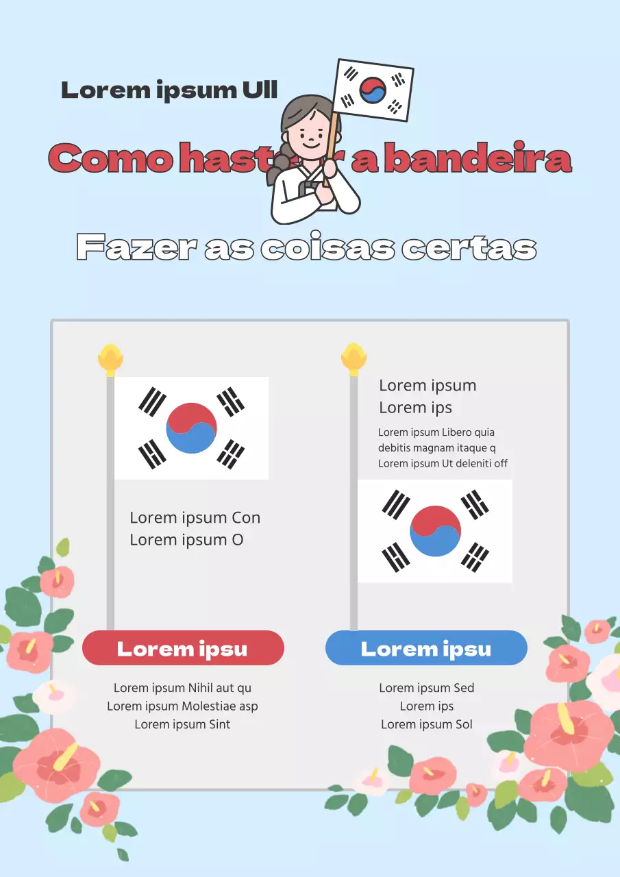 Azul claro Tema ilustrado simples e limpo sobre como içar a bandeira