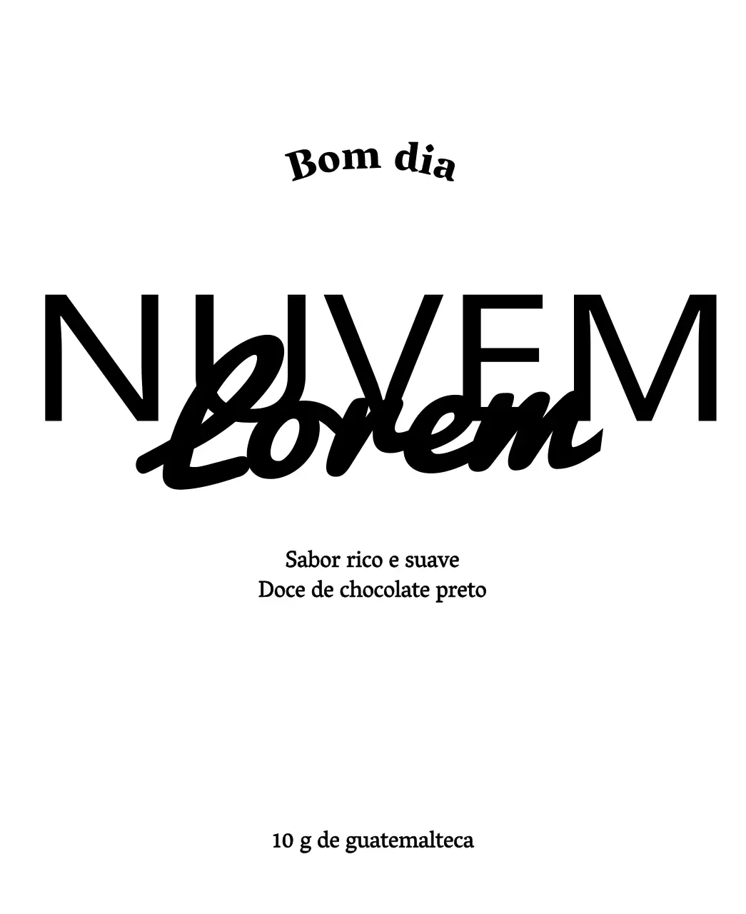 Grãos de café simples com acentos de texto a preto
