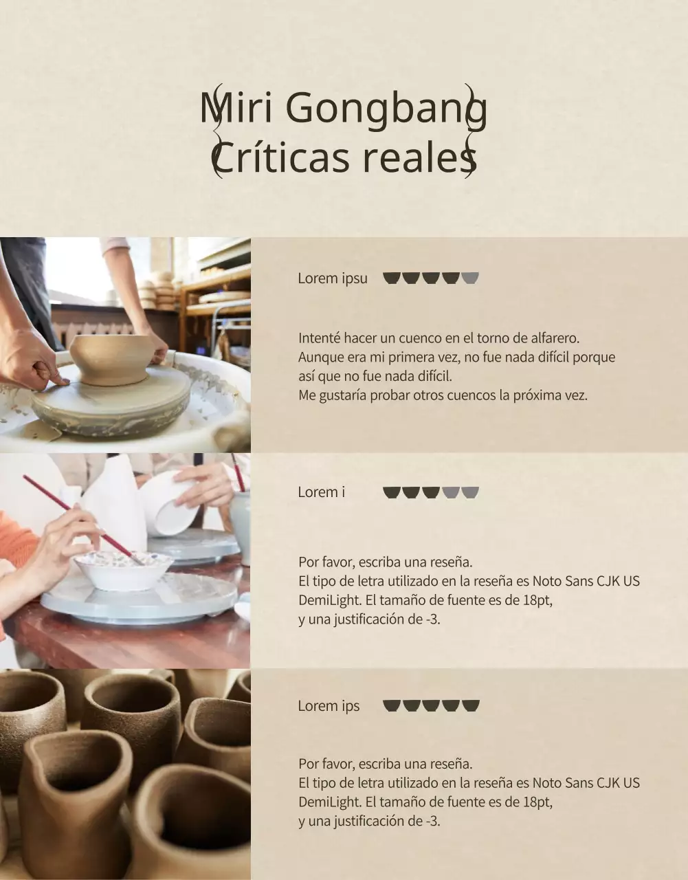 Clase de cerámica de un día con muchos marcos de fotos beige