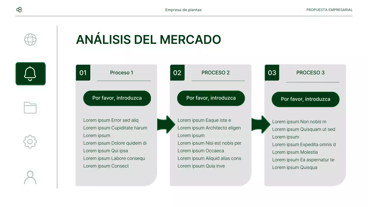 Propuesta de negocio de negocios en blanco y verde concepto de hoja natural