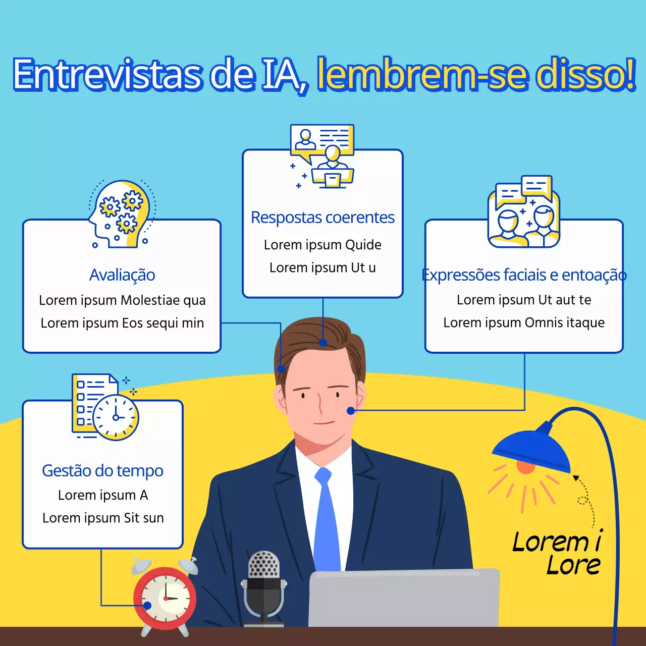 Dicas de IA para a primeira metade azul-clara e amarela do processo de recrutamento