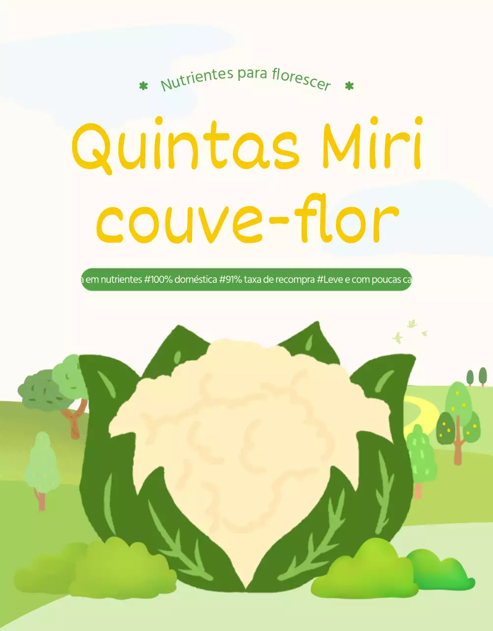 Promover a descrição natural da couve-flor verde e amarela