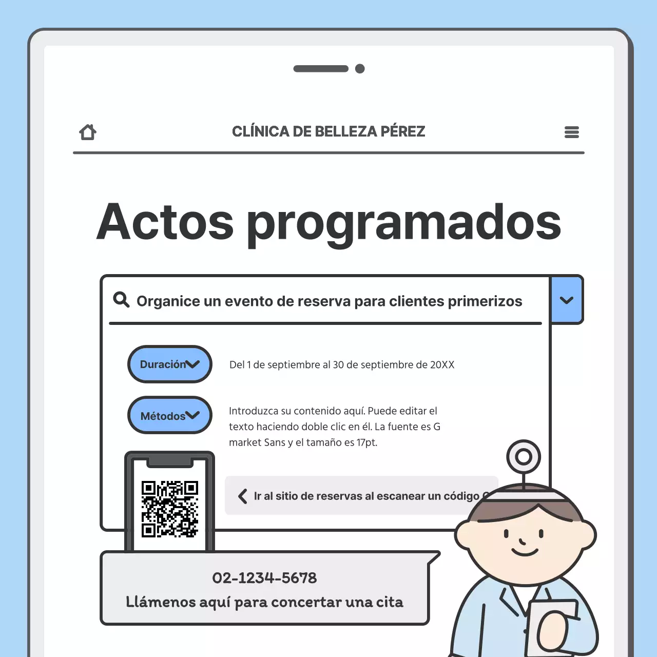 Promocione su hospital con un bonito concepto de móvil en azul claro