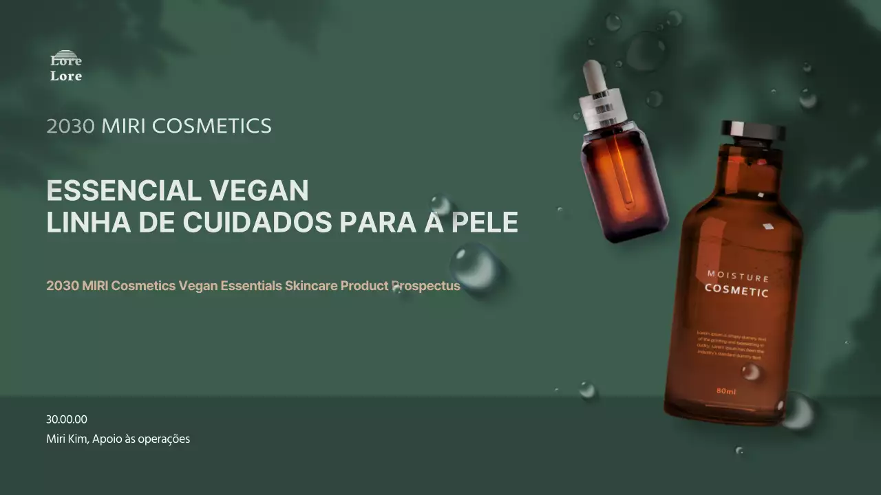 Apresentação de uma proposta de produto cosmético vegan naturalista em tons de verde