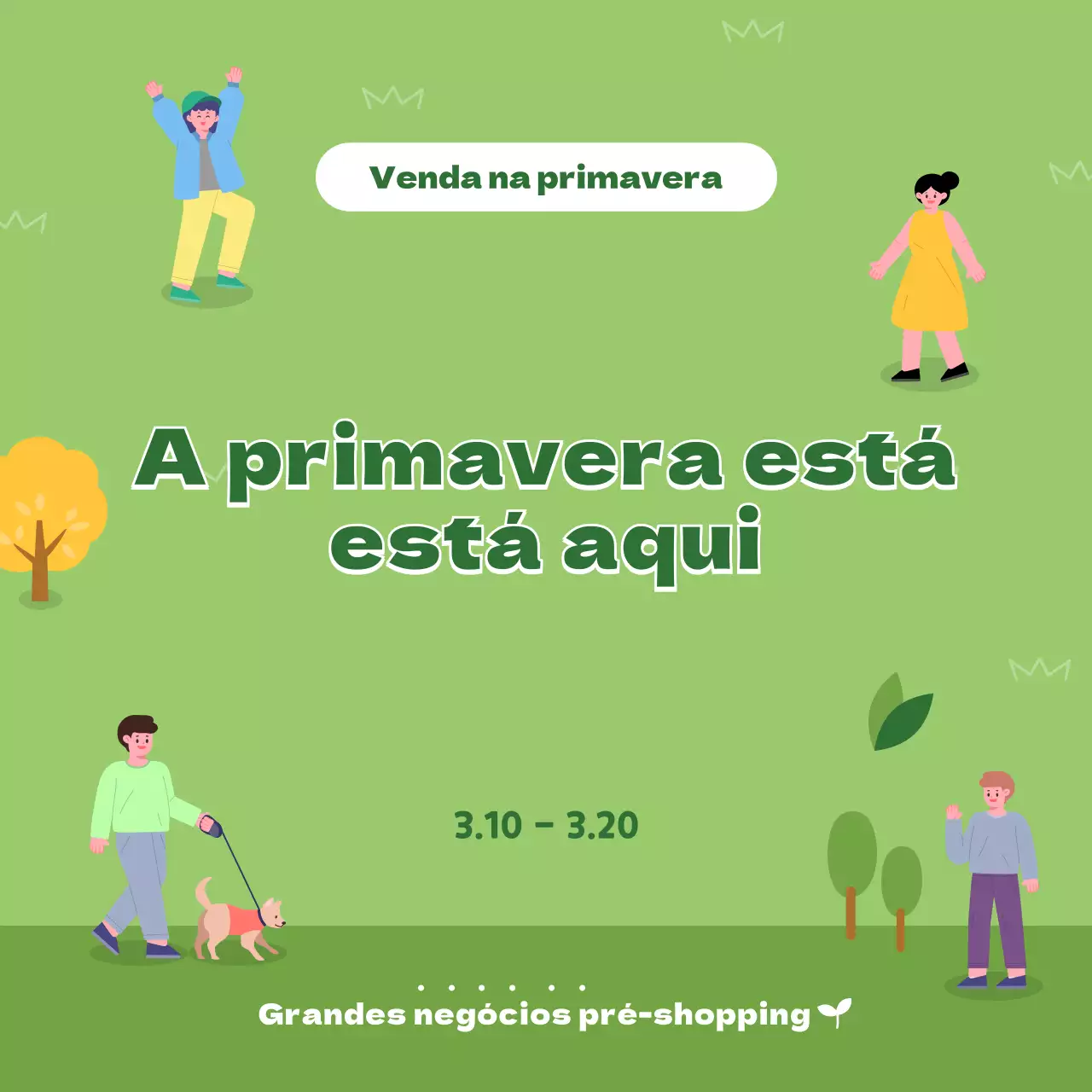 Evento de descontos ilustrados da primavera Verde
