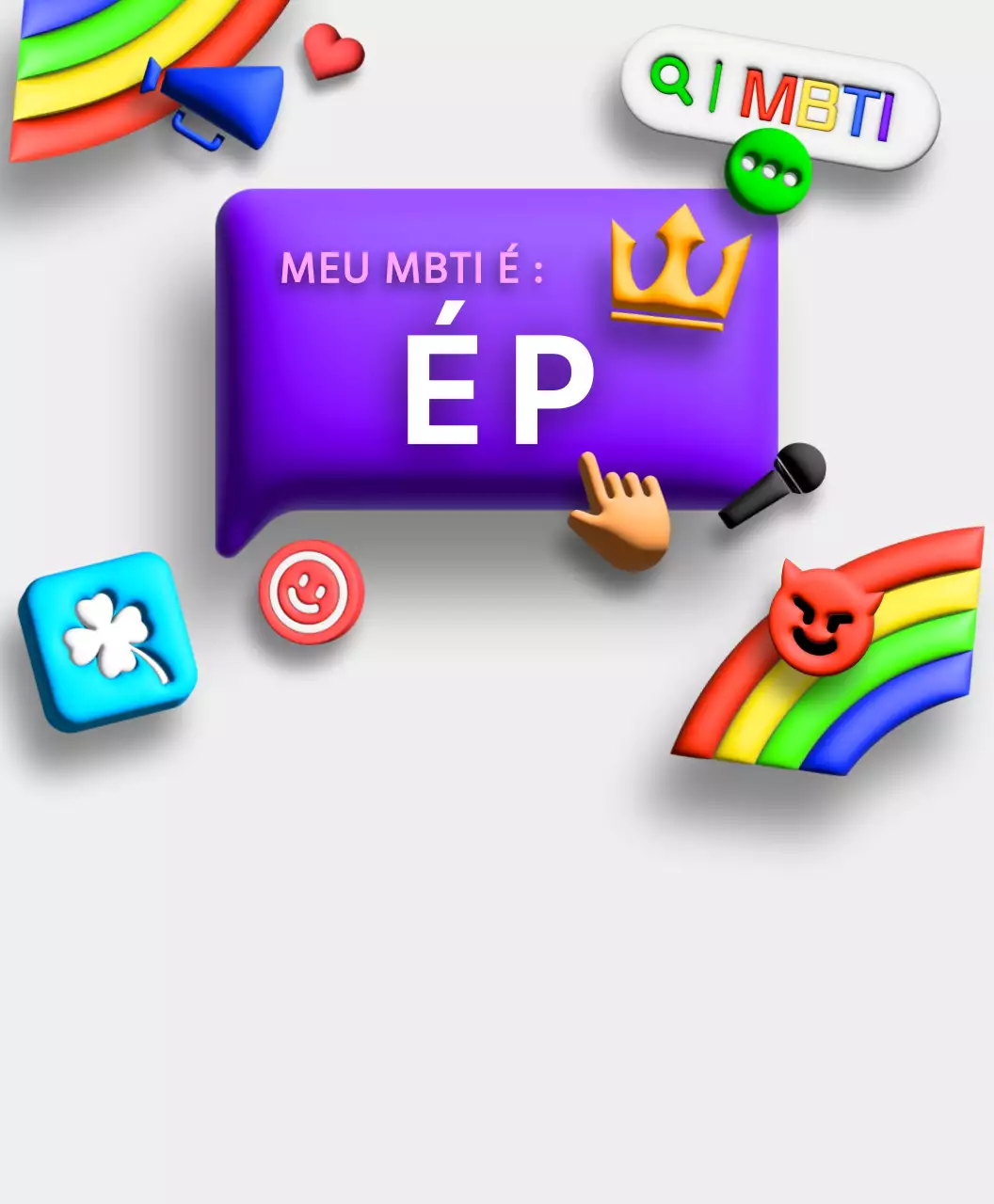 Uma t-shirt de merchandise MBTI colorida, fofa e com um conceito tridimensional.