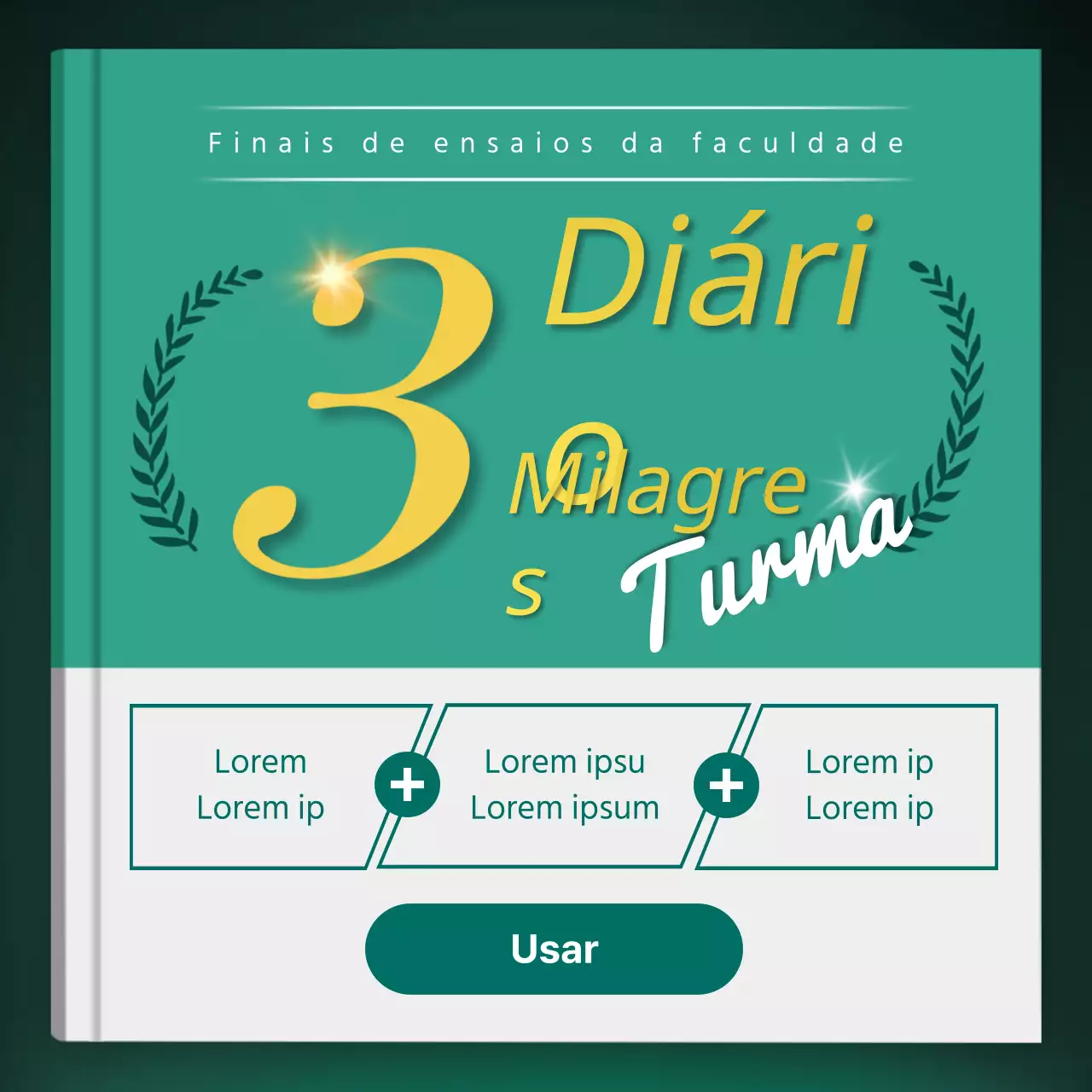 Um livro de ensaios SAT elegante com um conceito de capa turquesa e dourada