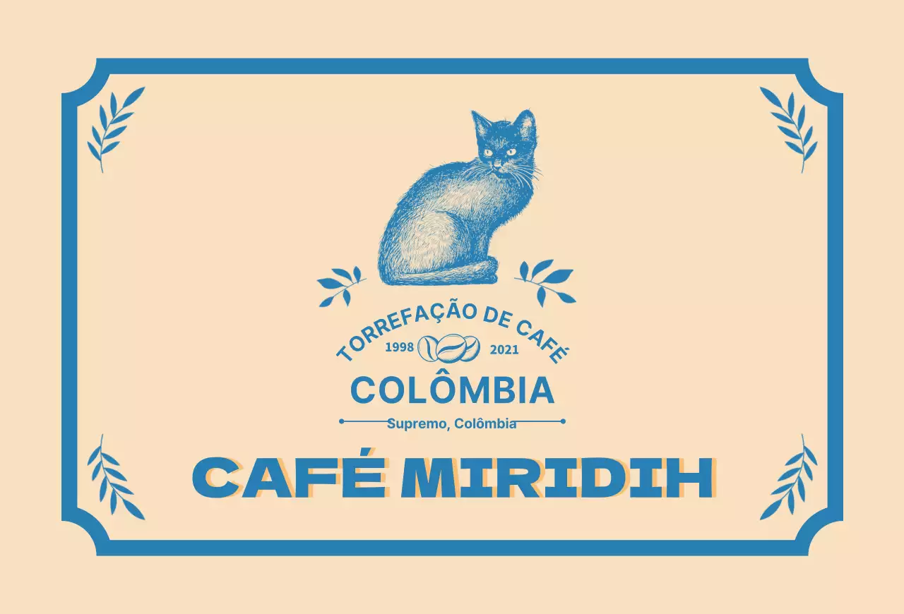 Um guia de marcas e grãos de café com um design tipográfico bege e azul2