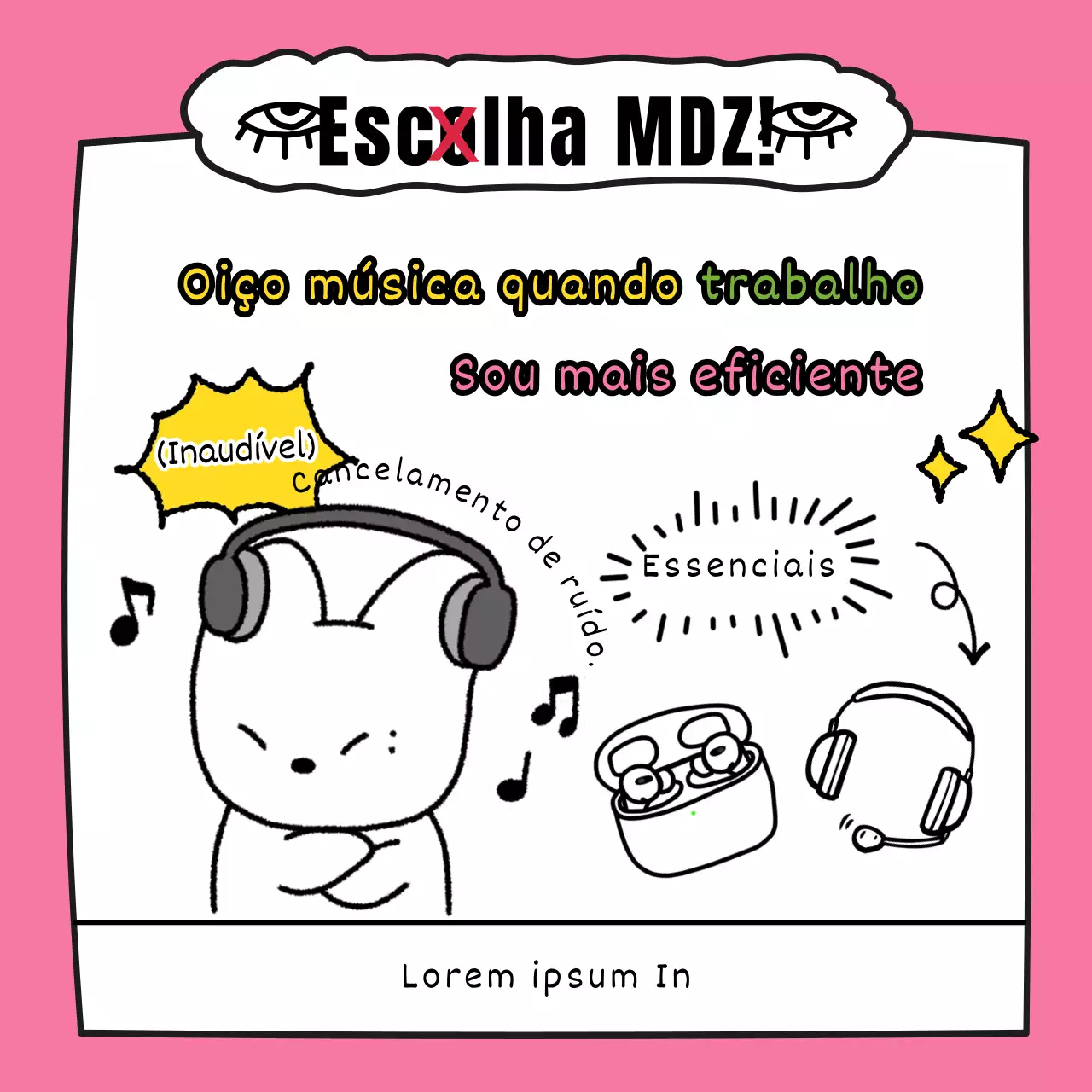 Promoção de mercadorias de paródia do Gen MZ desenhada à mão num fundo cor-de-rosa