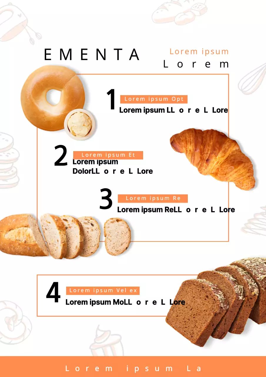 Menu de pastelaria