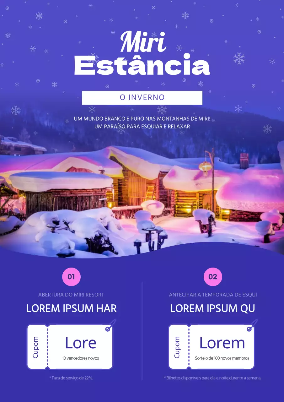 Evento de abertura da estância de inverno em roxo e cor-de-rosa