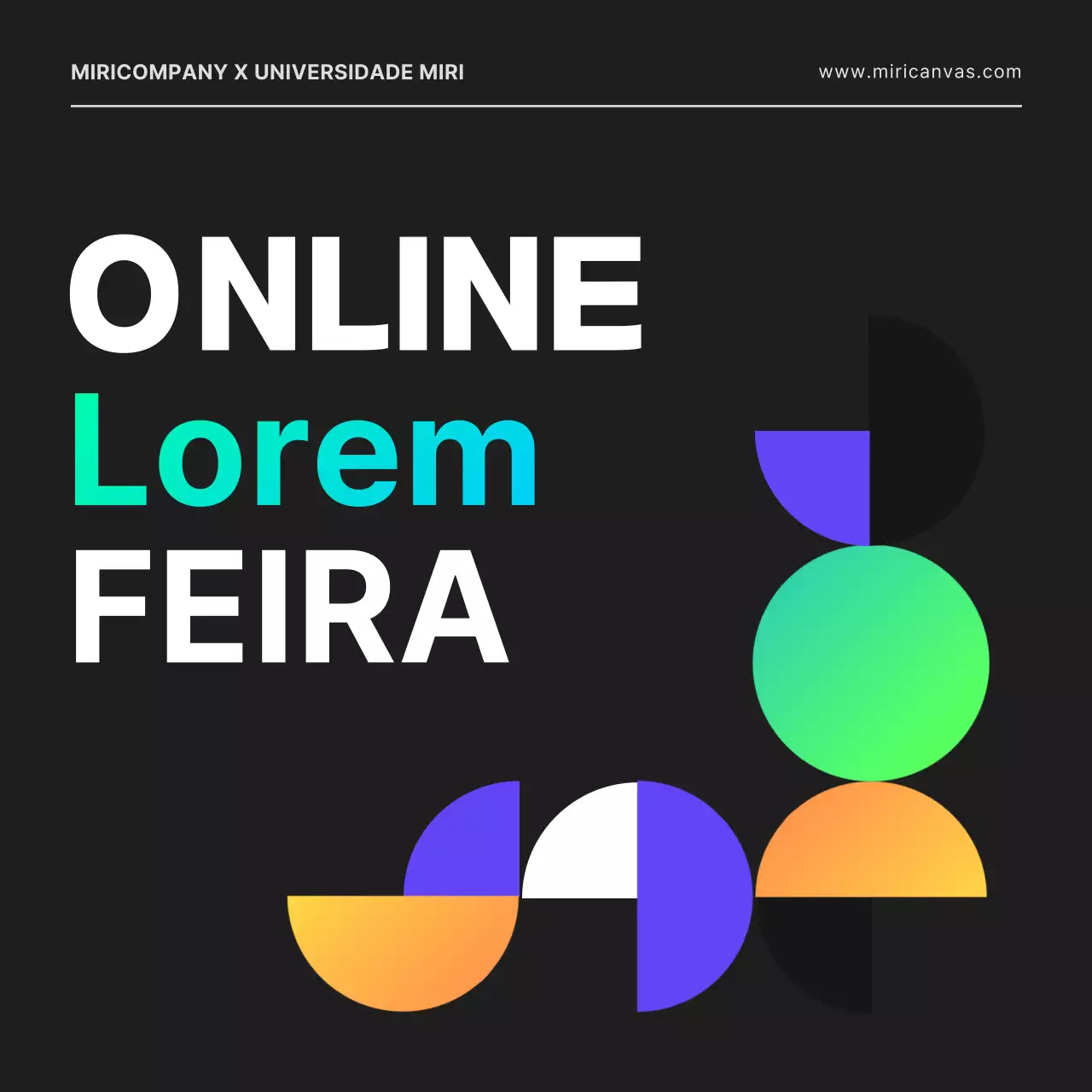 Uma feira de emprego em linha para um programador de TI com um toque citadino, com formas geométricas em preto e cores néon.