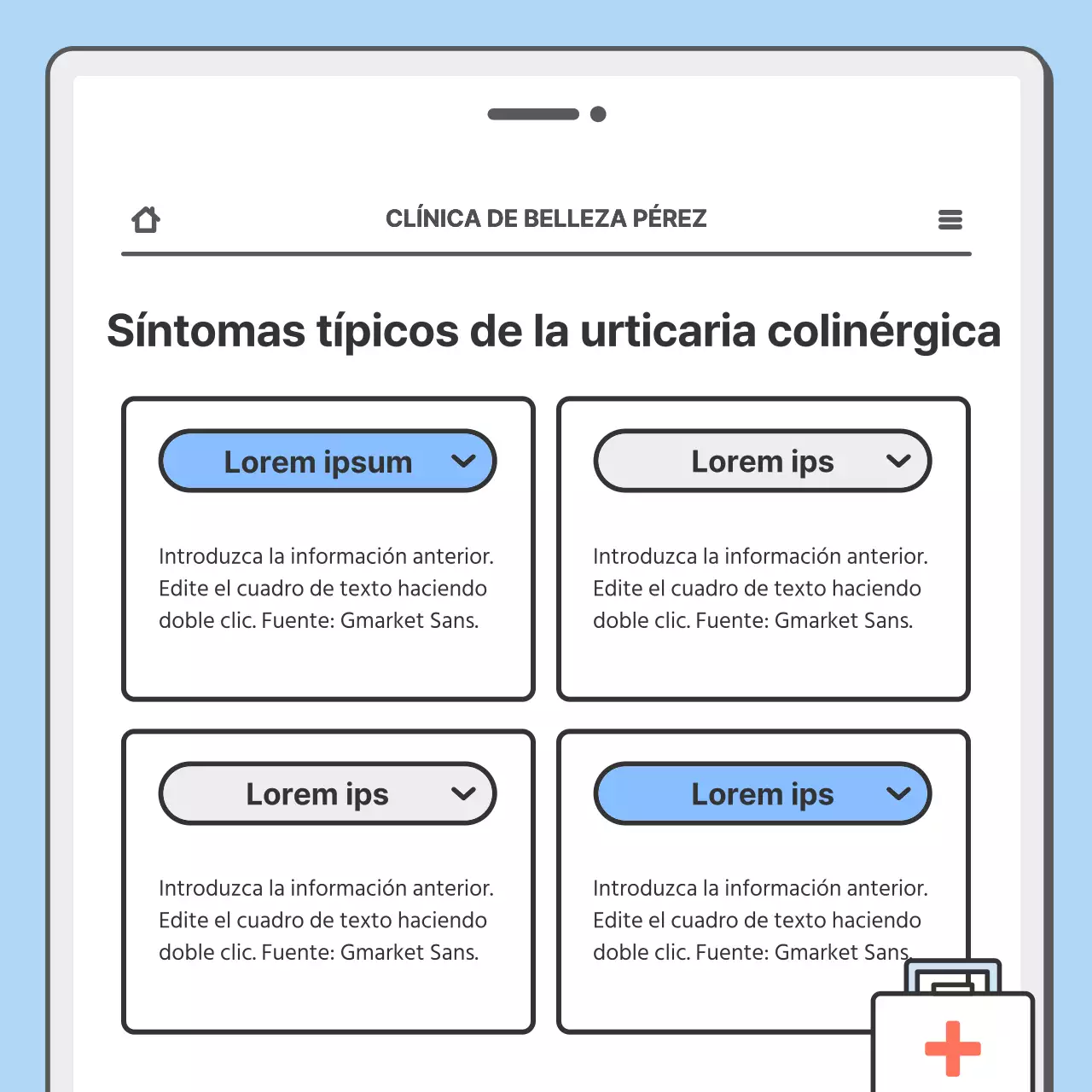 Promocione su hospital con un bonito concepto de móvil en azul claro