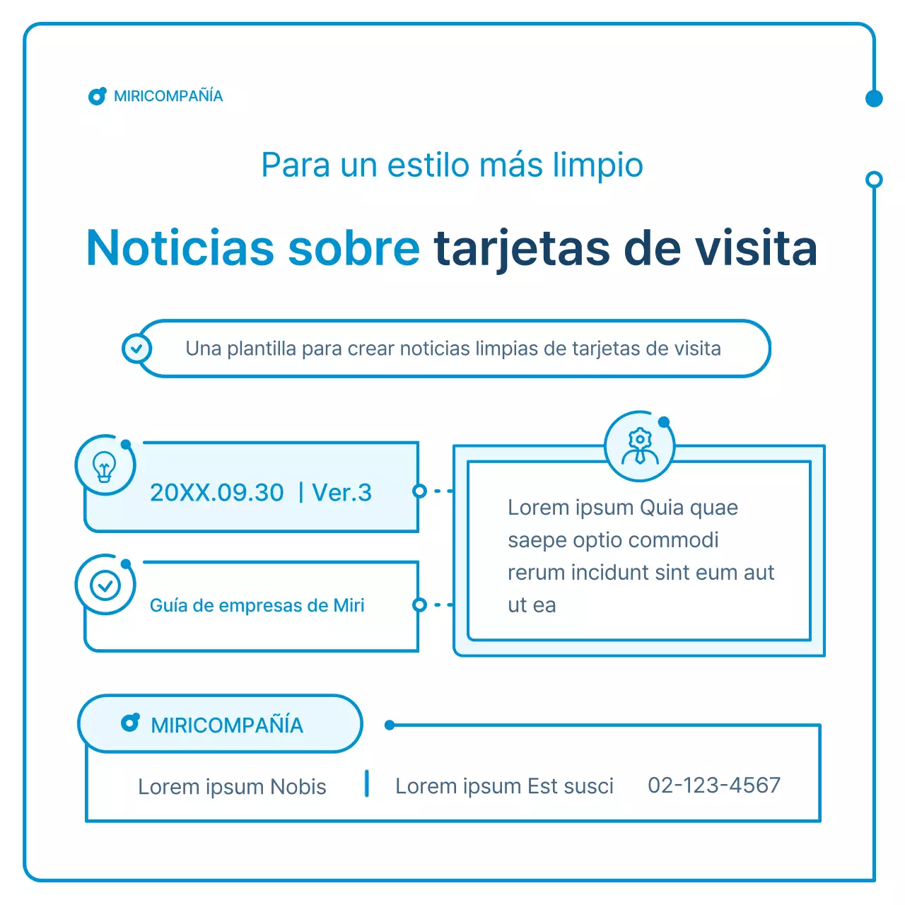 Guía de boletines corporativos en geometría blanca y azul