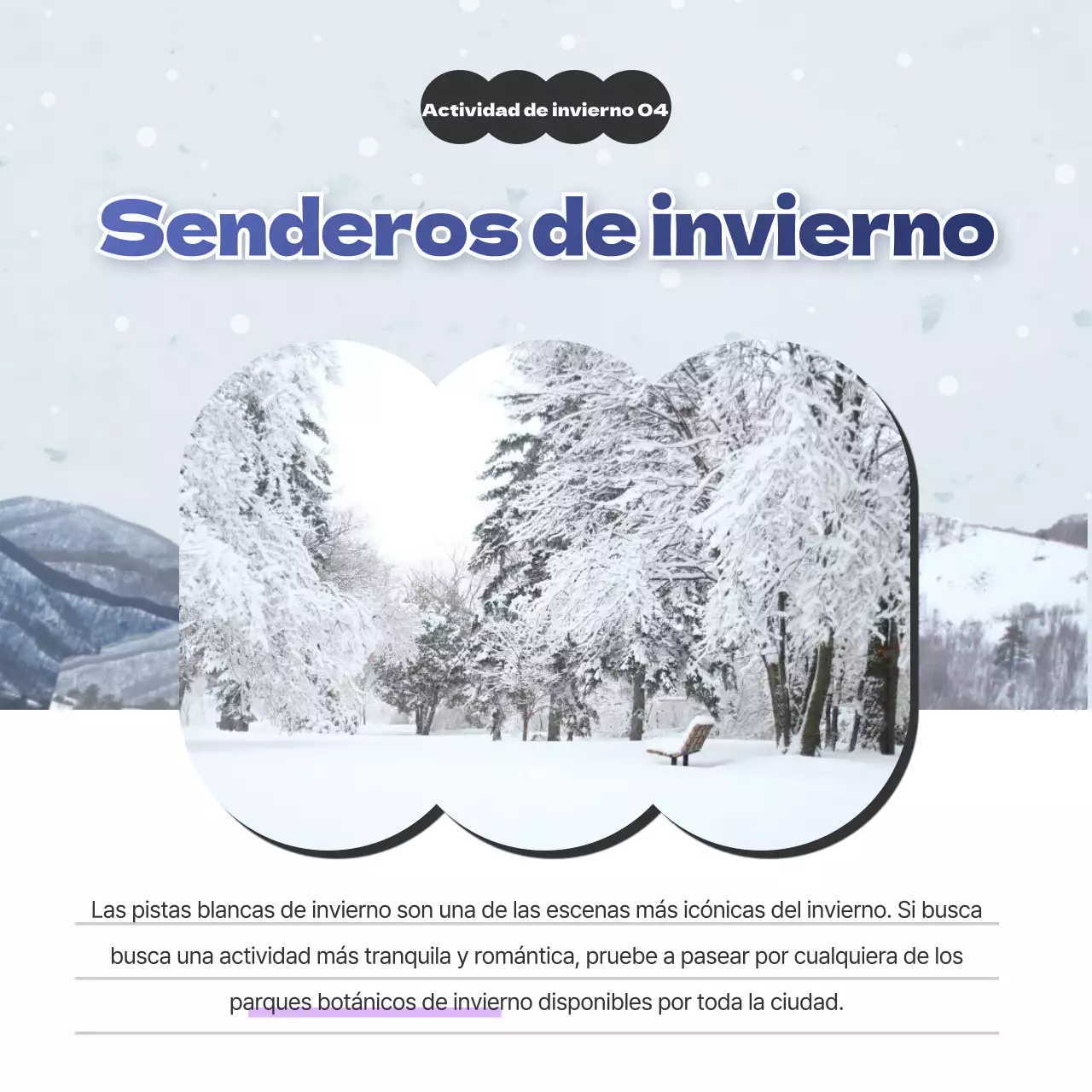 Presentamos los destinos de invierno azul cielo y púrpura