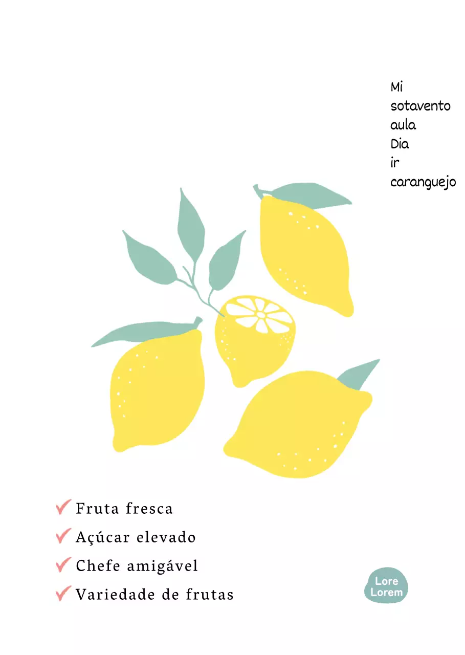 Ilustração sentimental de um limão para uma loja de fruta