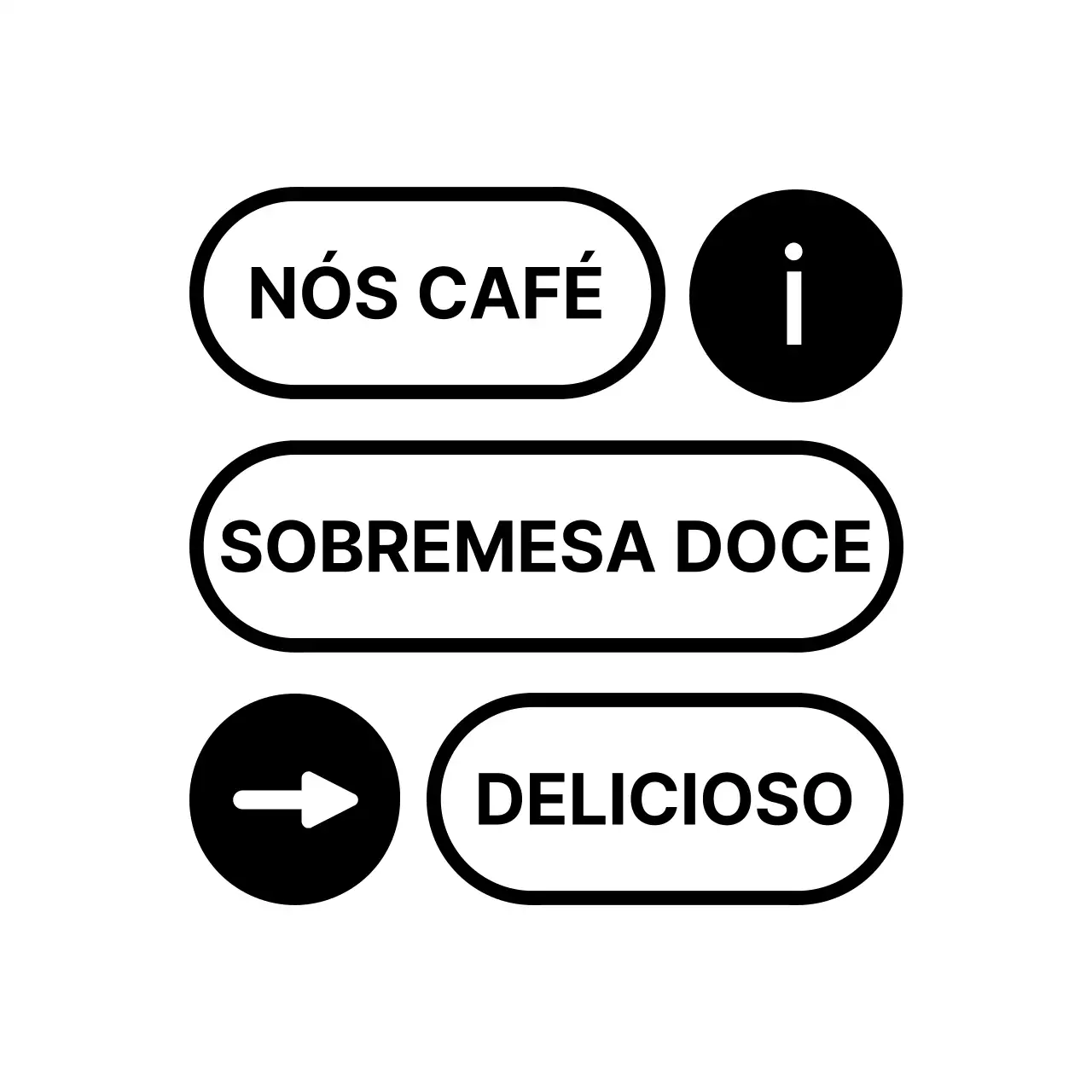 Café preto de estilo estacionário com texto simples de interface do utilizador