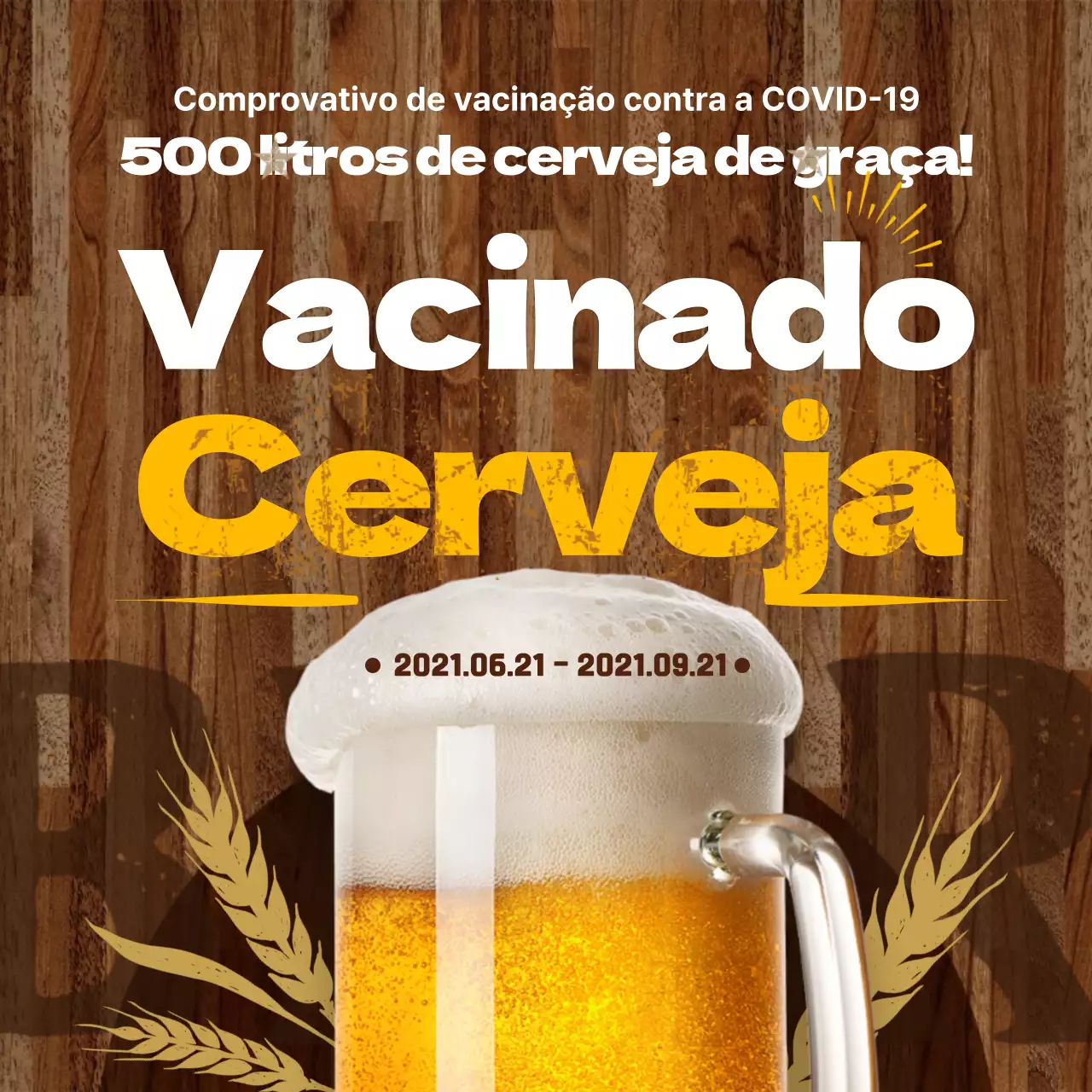 Evento de cerveja grátis amarelo e de inspiração vintage (praças das redes sociais)