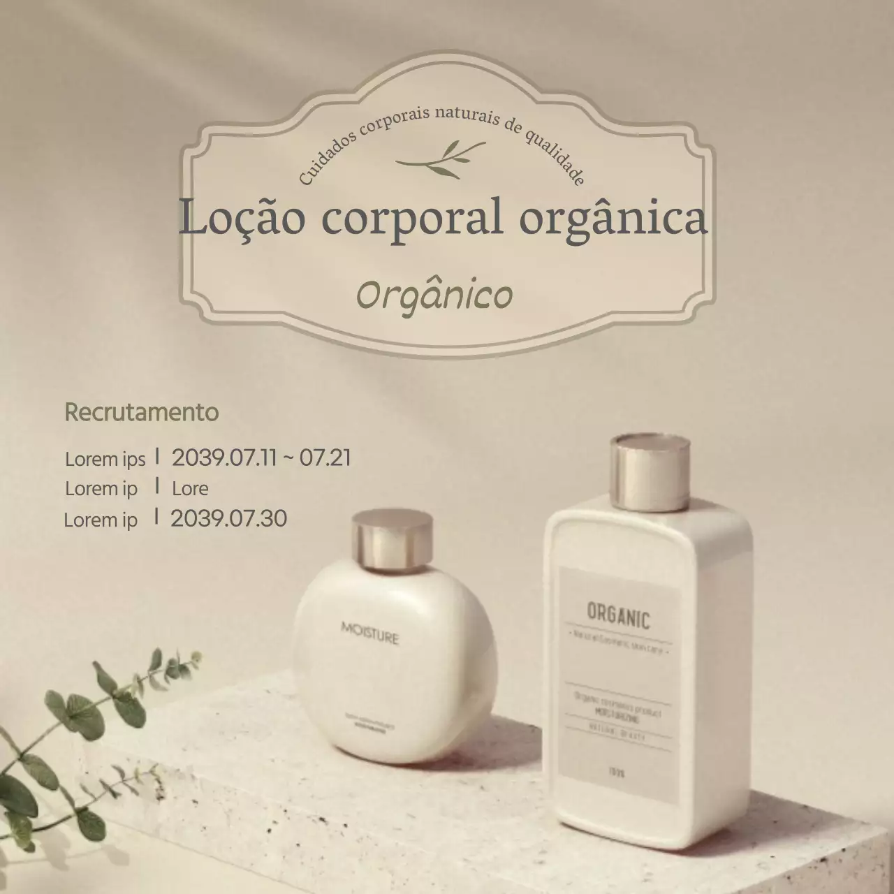 Loção corporal biológica que imita o cuidado natural do corpo na natureza