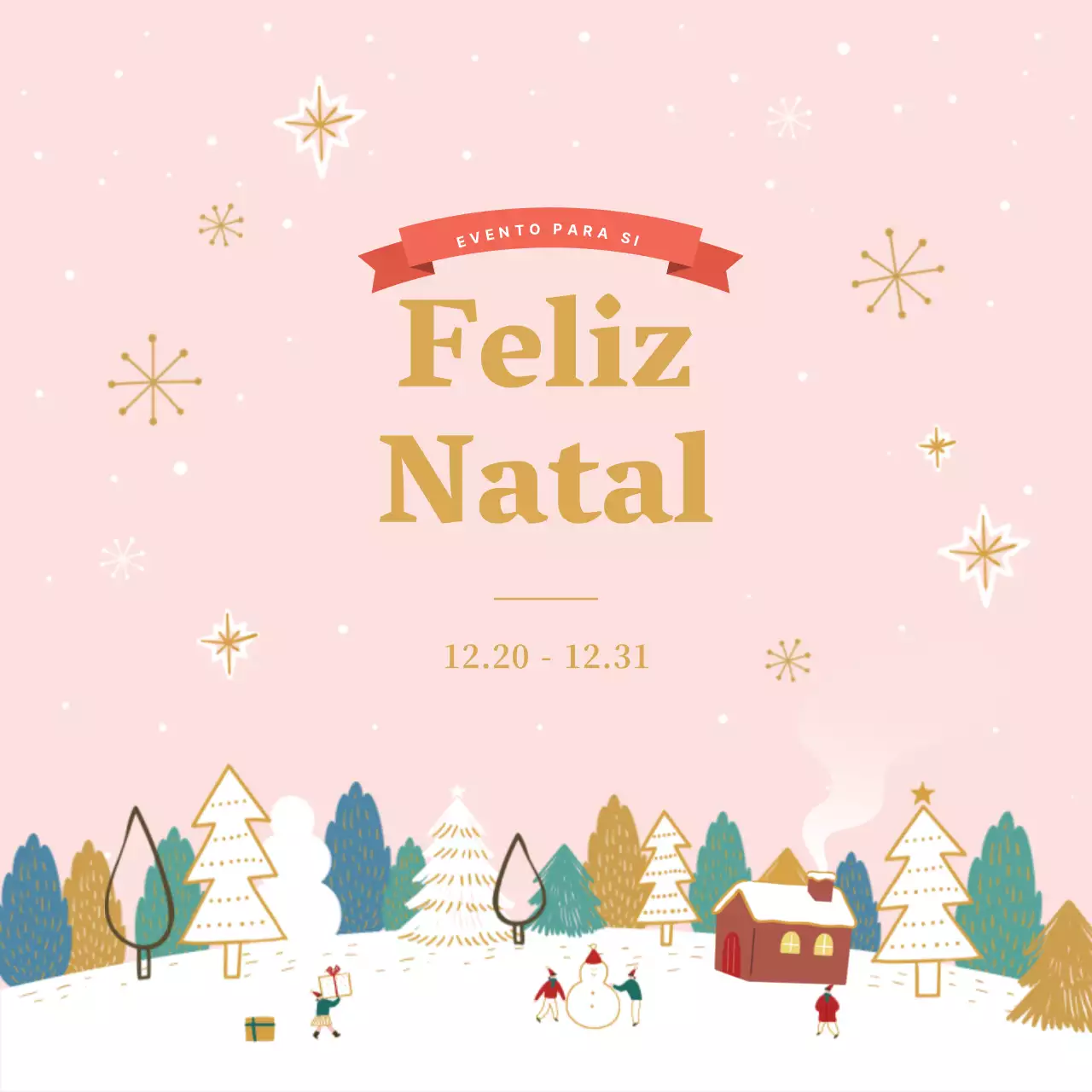 Estandarte de Natal em rosa e amarelo