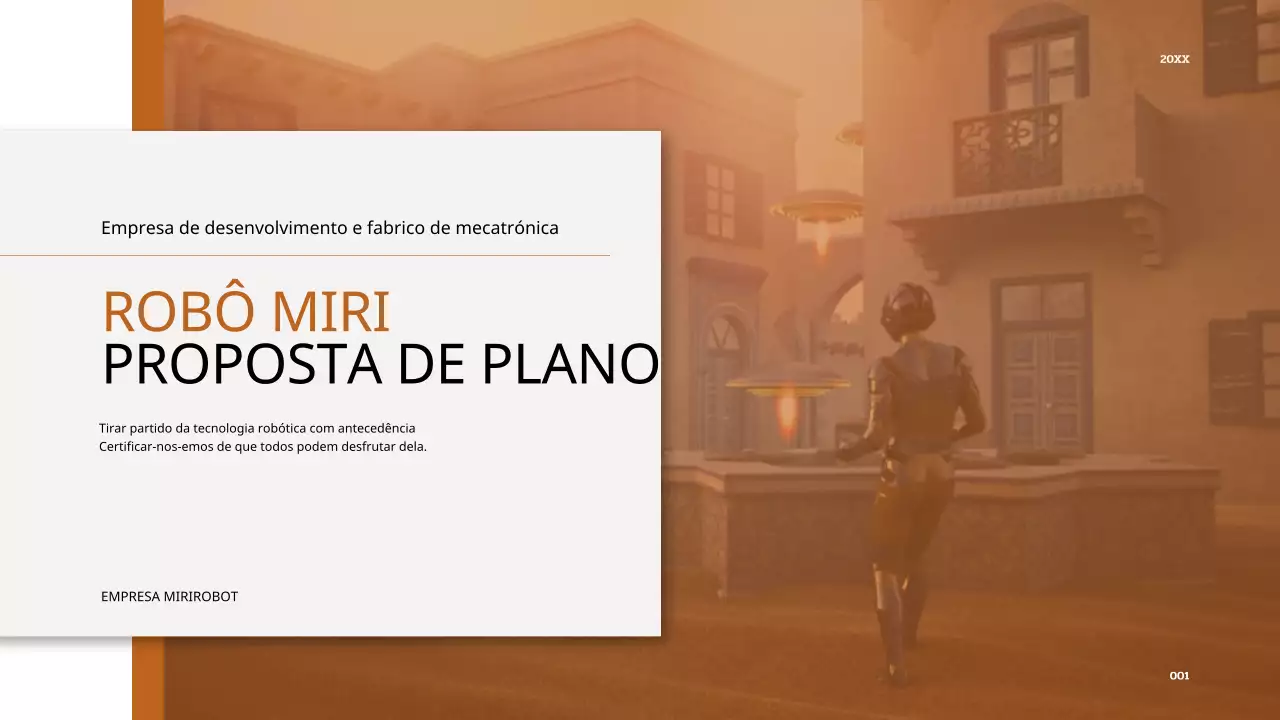 Apresentação do robot a castanho e branco