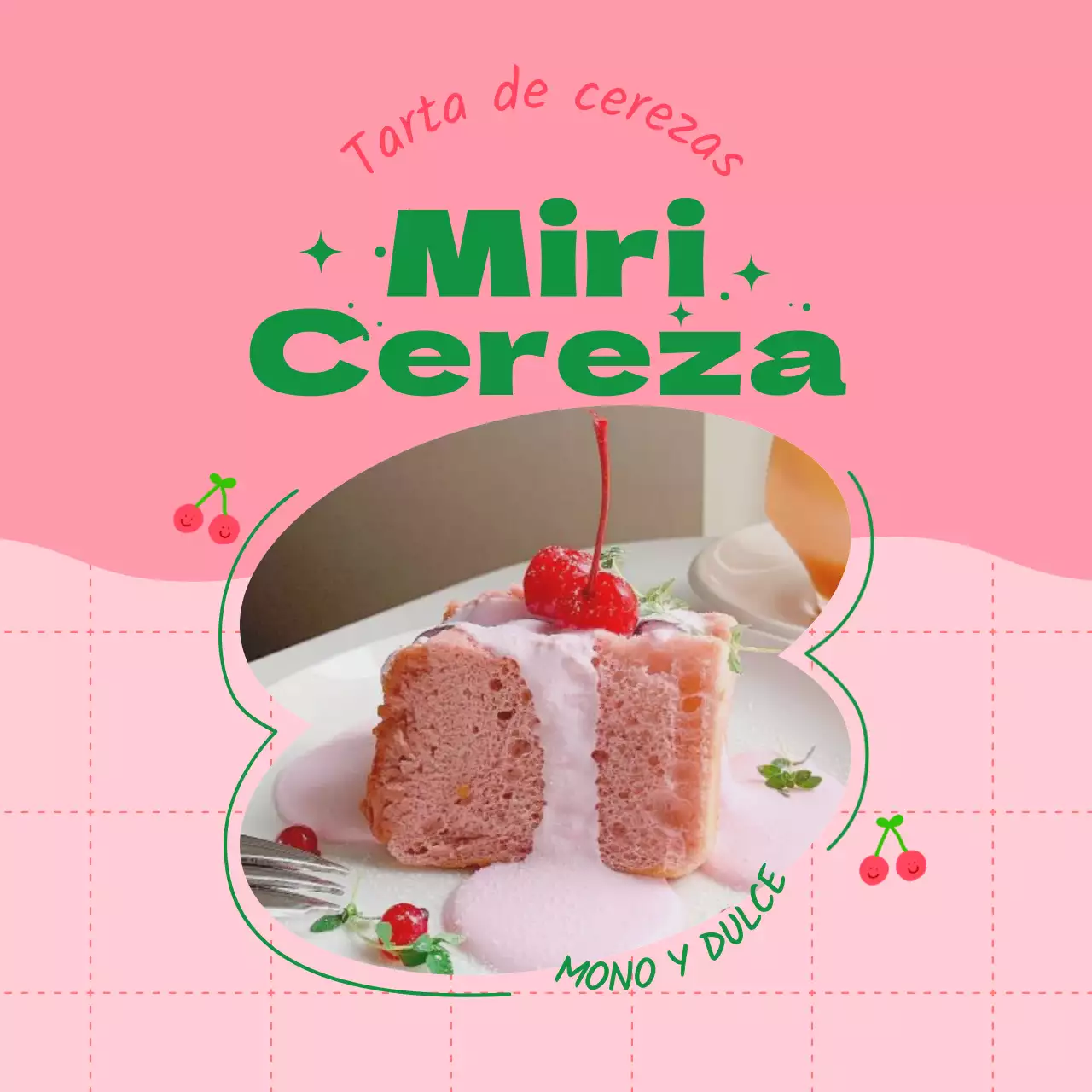 Promociona el menú de tu cafetería con un bonito marco rosa y verde