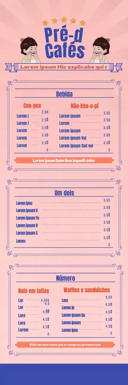 Cartaz de café ilustrado retro com fundo cor-de-rosa vintage