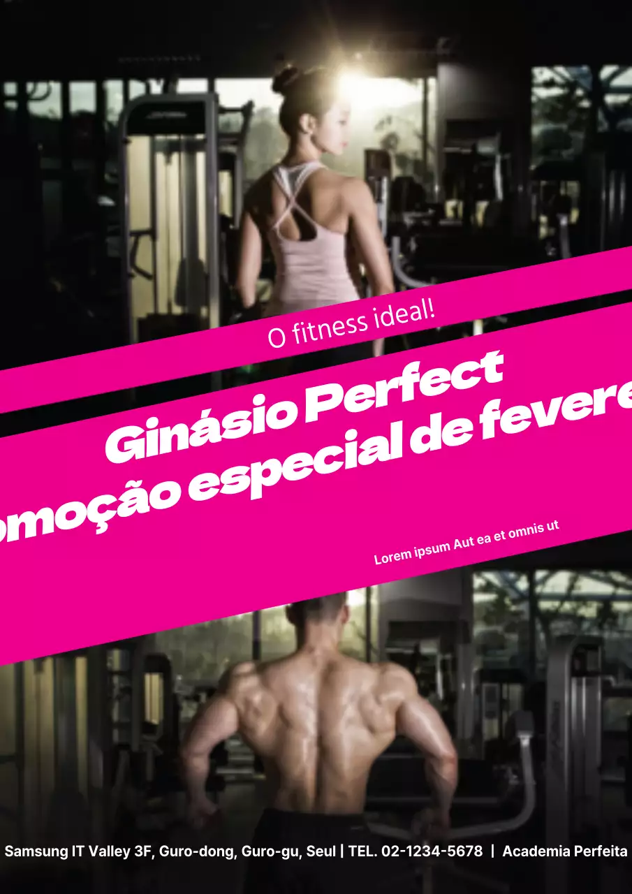 Folheto de fitness simples em cor-de-rosa