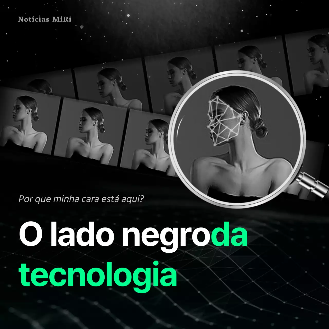 Crime deepfake a preto e branco CardNews