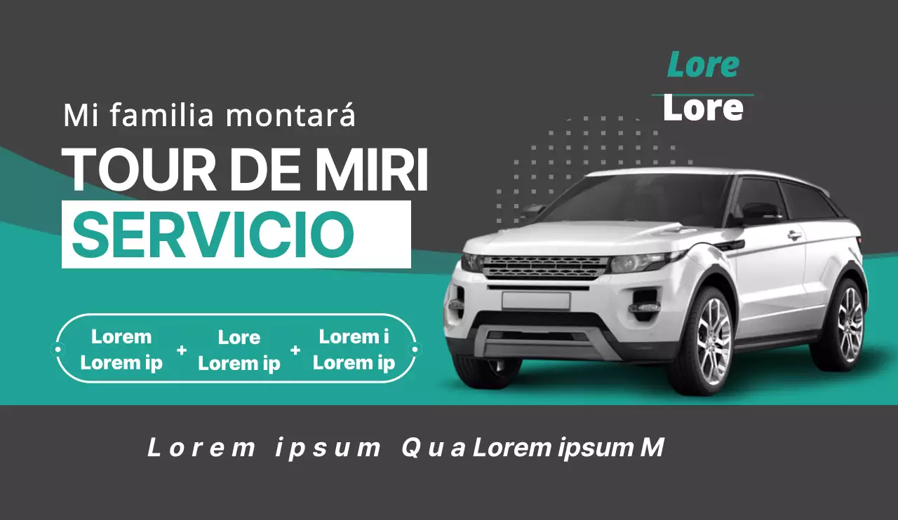 Diseña una campaña de alquiler de coches elegante y en color menta