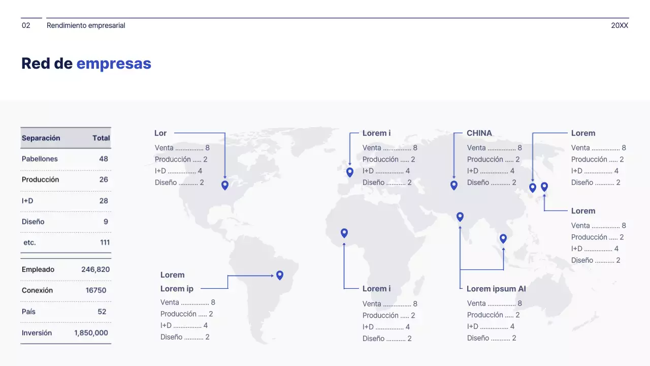 Concepto sencillo en azul marino y blanco de informe de gestión empresarial