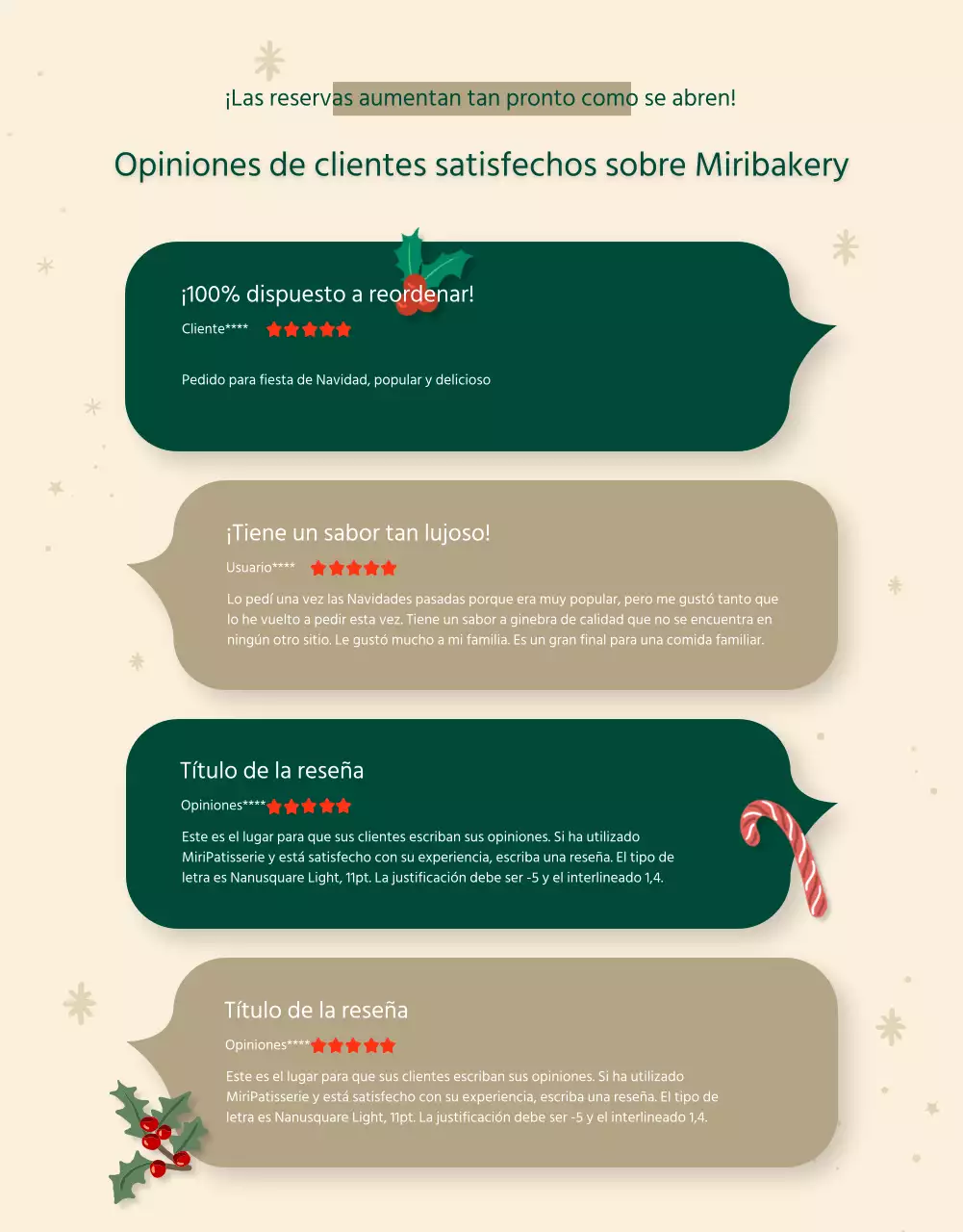 Verde Invierno Ilustración Pastel de Navidad Personalización Cena de Navidad Página Detalle