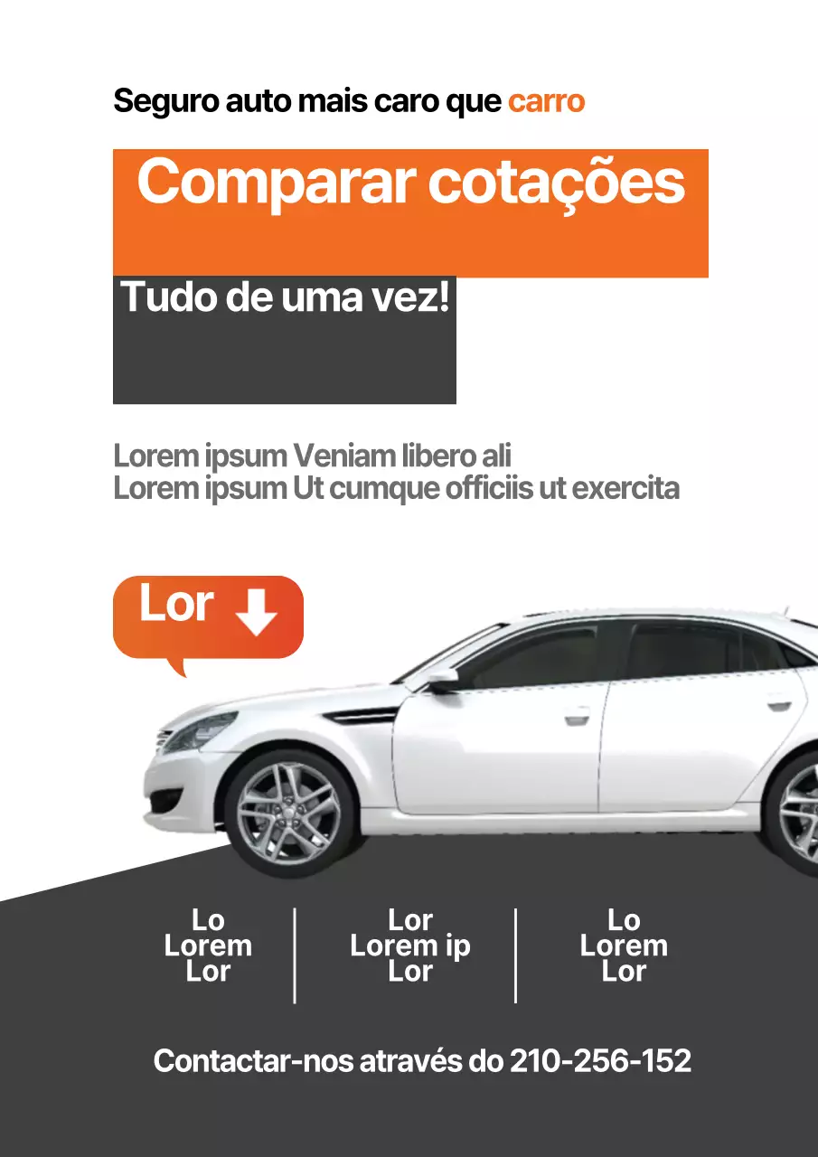 Promover o seguro automóvel com uma fotografia de carro laranja e cinzento