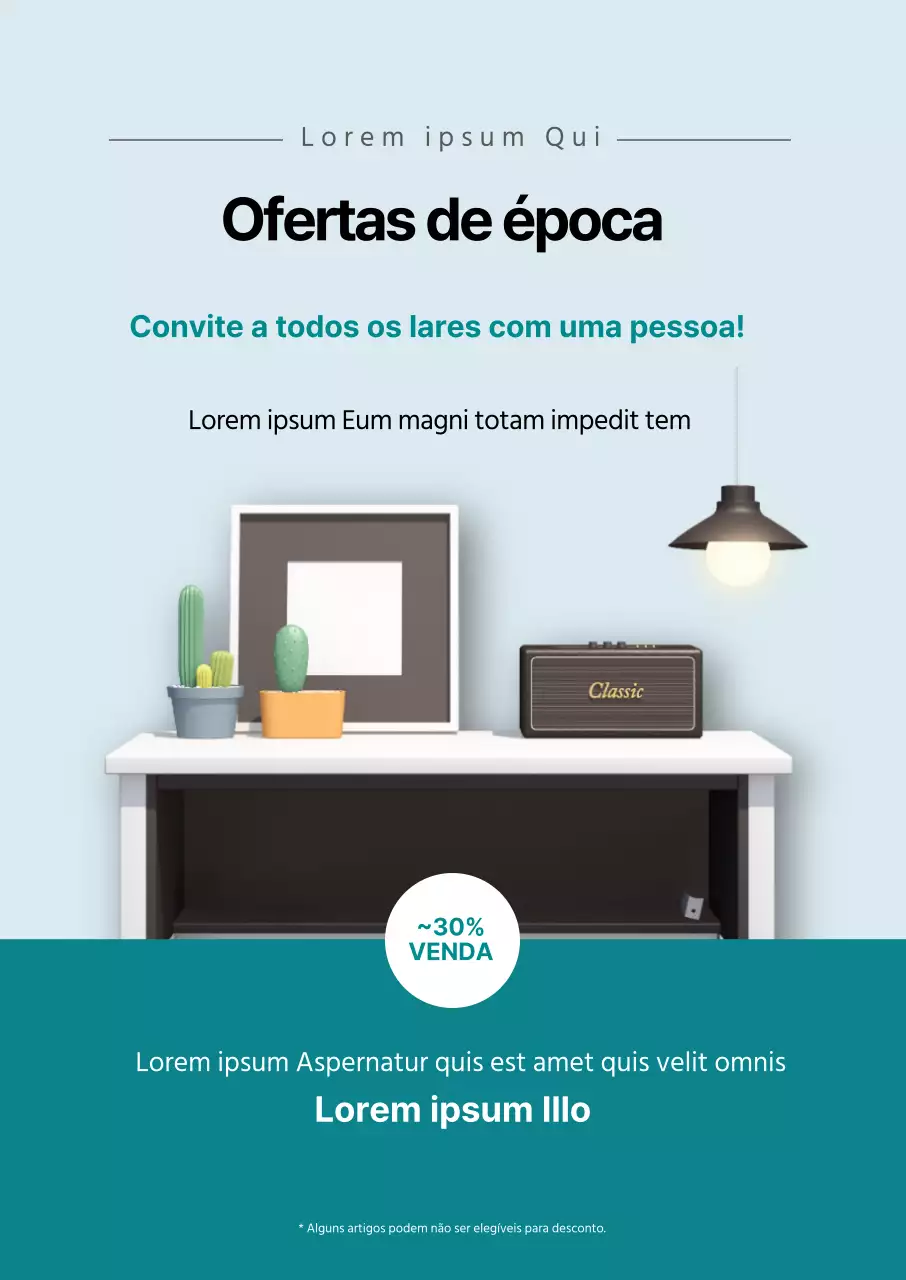 Promover um evento com fotografia azul e mobiliário limpo