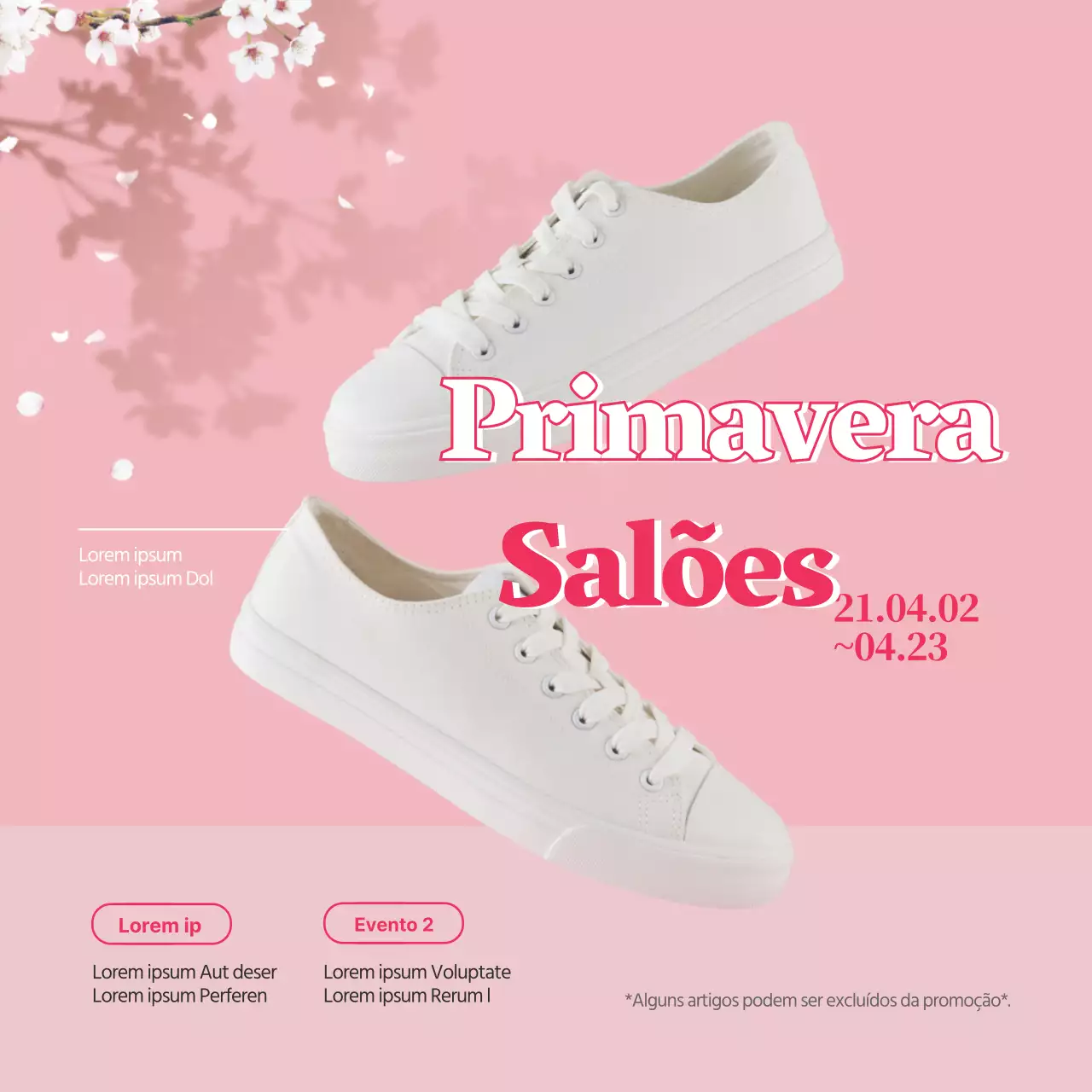 A fotografia cor-de-rosa destaca as ofertas de sapatos de primavera
