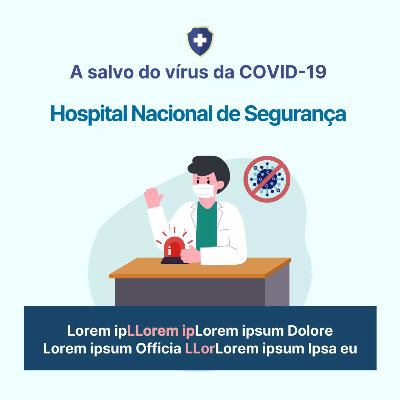 Aviso do Hospital de Socorro de Corona com conceito de ilustração em azul claro