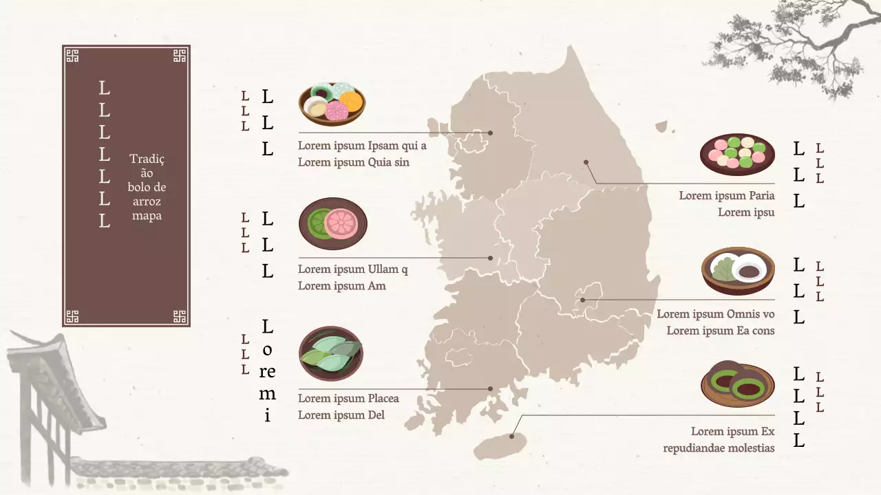 Mapa do mochi nacional tradicional bege