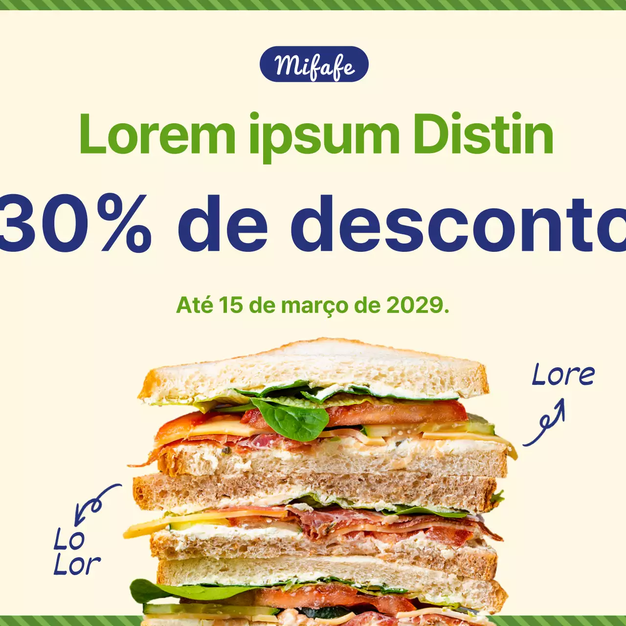 Promover novos itens de menu em verde-limão e azul