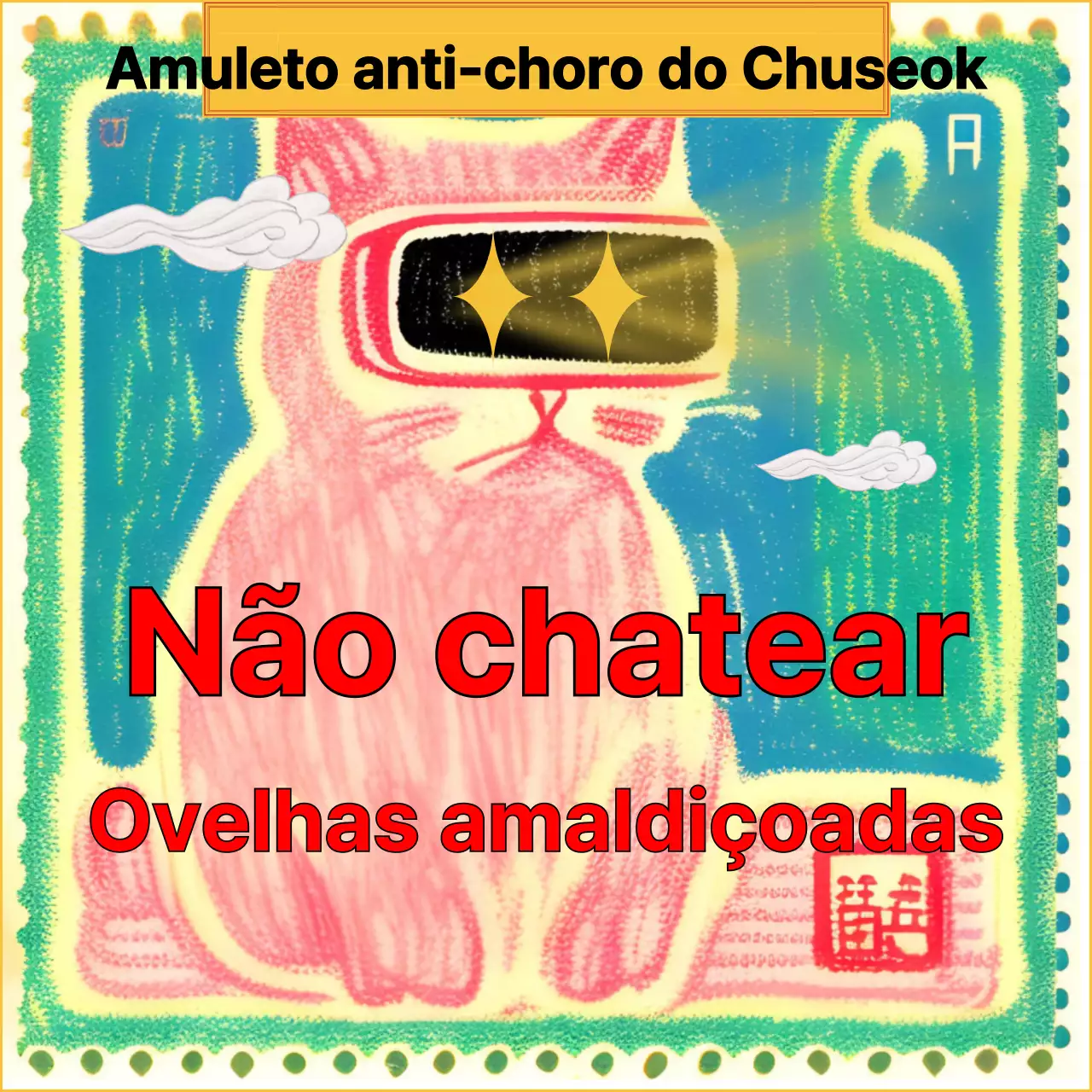 Amuleto oriental anti-nagging em vermelho e verde tweet