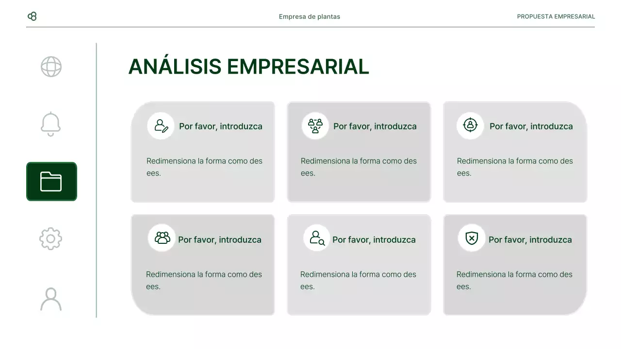 Propuesta de negocio de negocios en blanco y verde concepto de hoja natural